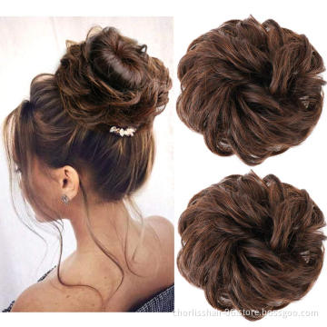 Wholesale Cheap 90g Messy Curly Hairpieces for Women Hair Bun Elastic Scrunchie Chignon Updo Curly Synthetic Hair chignon